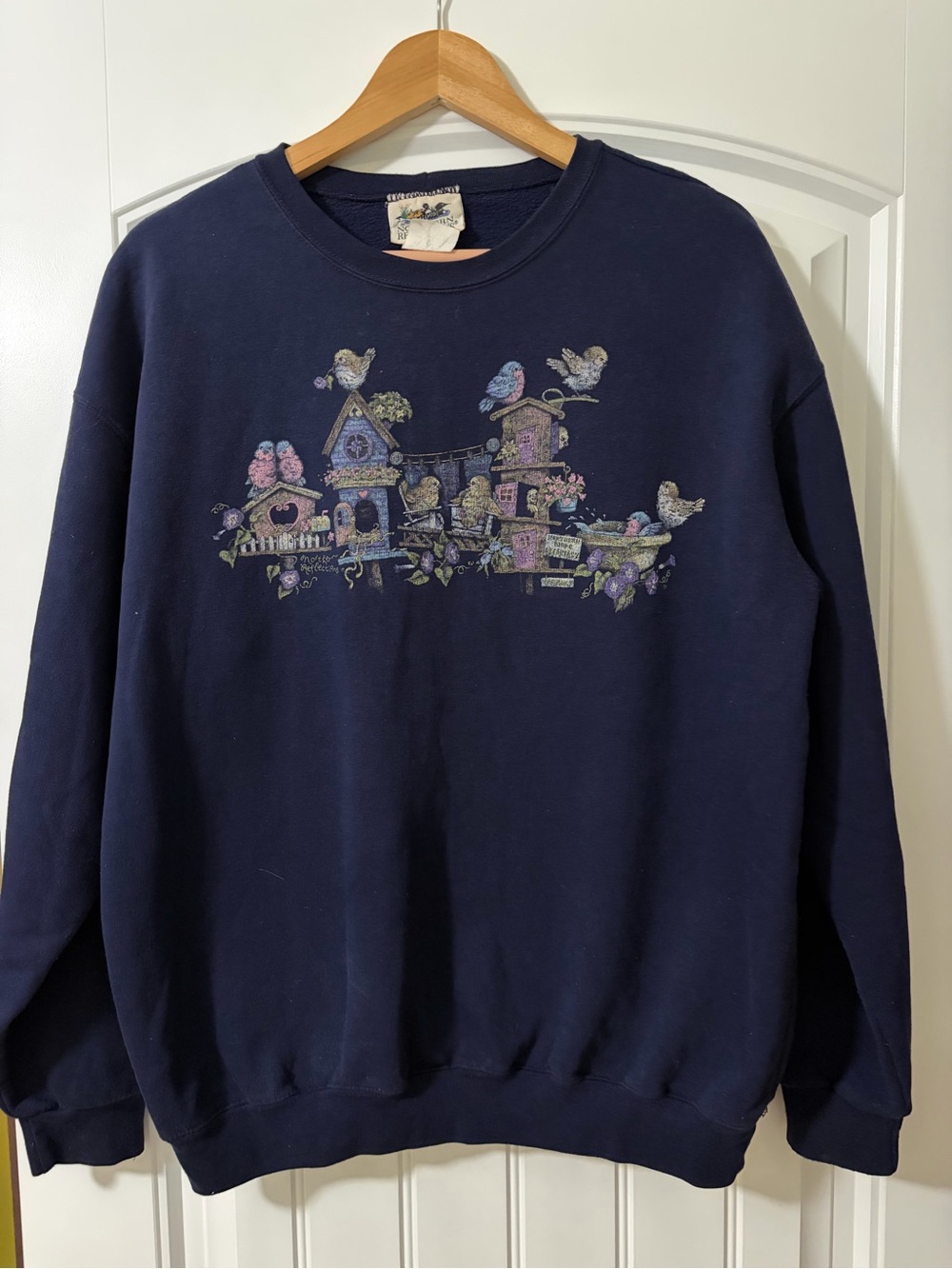 Vintage Navy Birdhouse Northern Reflections Sweatshirt size Large